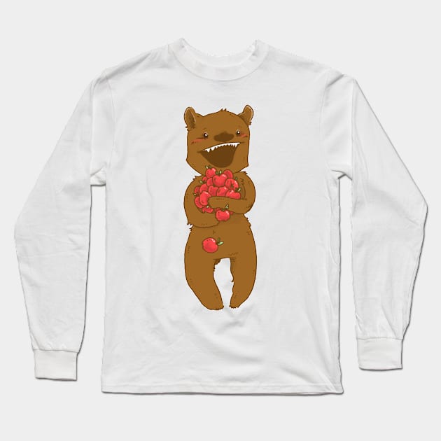 Bear Loves Apples Long Sleeve T-Shirt by SimplyKitt
